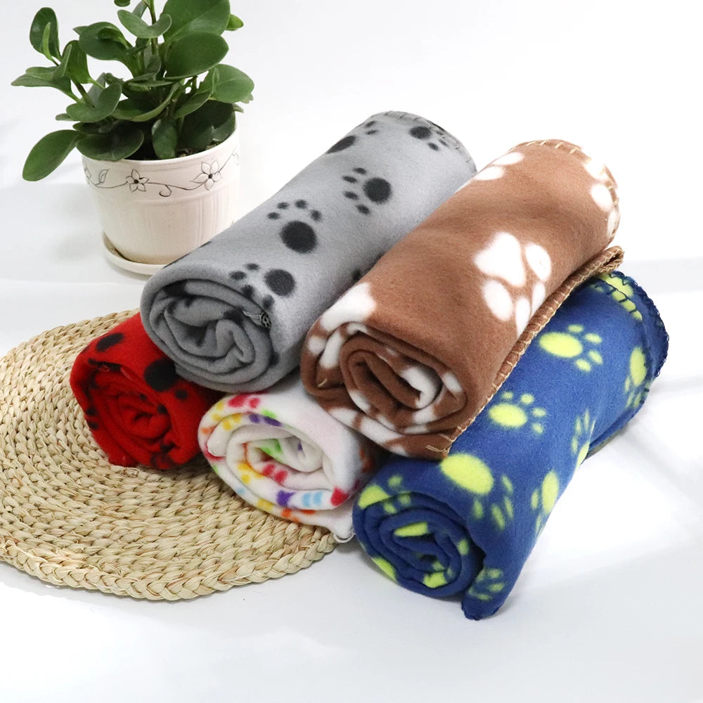 Soft Paw Print Pet Blanket – Warm Bed Mat & Towel for Dogs