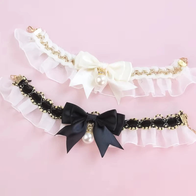 Adjustable Lace Bow Pet Collar for Dogs & Cats