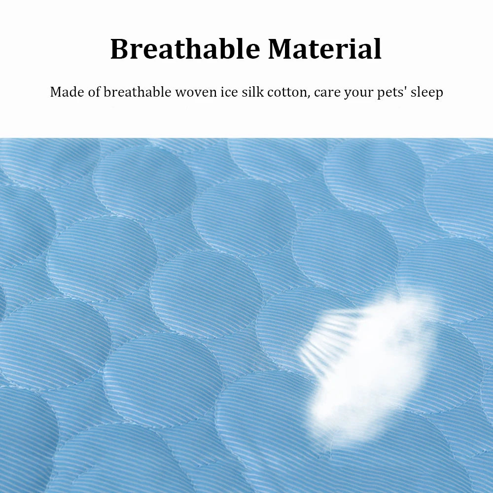 Pet Cooling Mat – Ice Silk Summer Sleeping Pad for Dogs, Moisture-Proof & Breathable (5 Sizes)