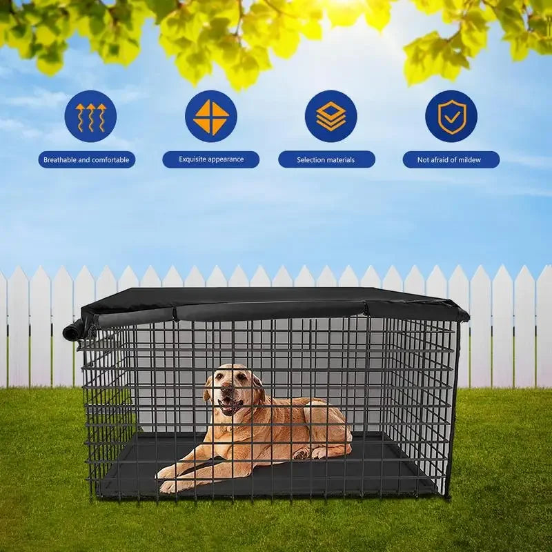 Waterproof Dog Wire Crate Cover – 210D Silver-Coated Oxford with Dual Door Access, Universal Fit