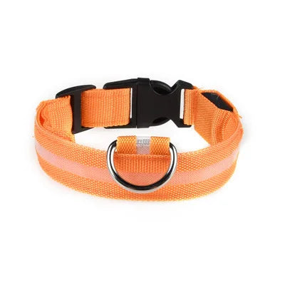 LED Light Nylon Pet Collar – Adjustable, Glowing & Anti-Lost