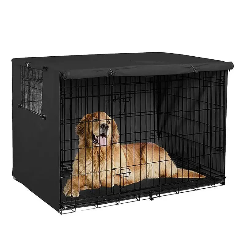 Waterproof Dog Wire Crate Cover – 210D Silver-Coated Oxford with Dual Door Access, Universal Fit