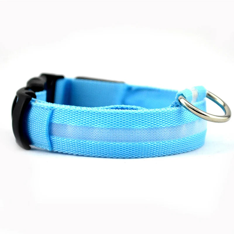 LED Light Nylon Pet Collar – Adjustable, Glowing & Anti-Lost