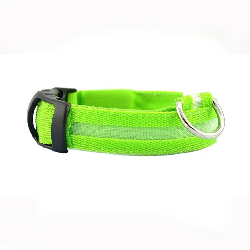 LED Light Nylon Pet Collar – Adjustable, Glowing & Anti-Lost