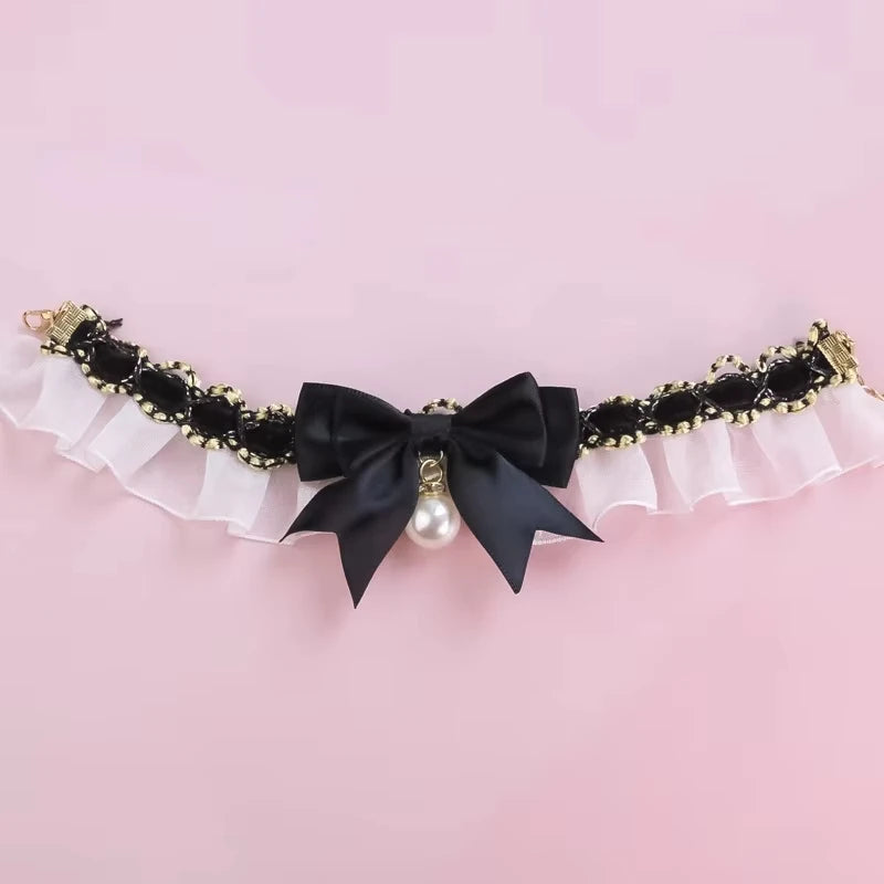 Adjustable Lace Bow Pet Collar for Dogs & Cats