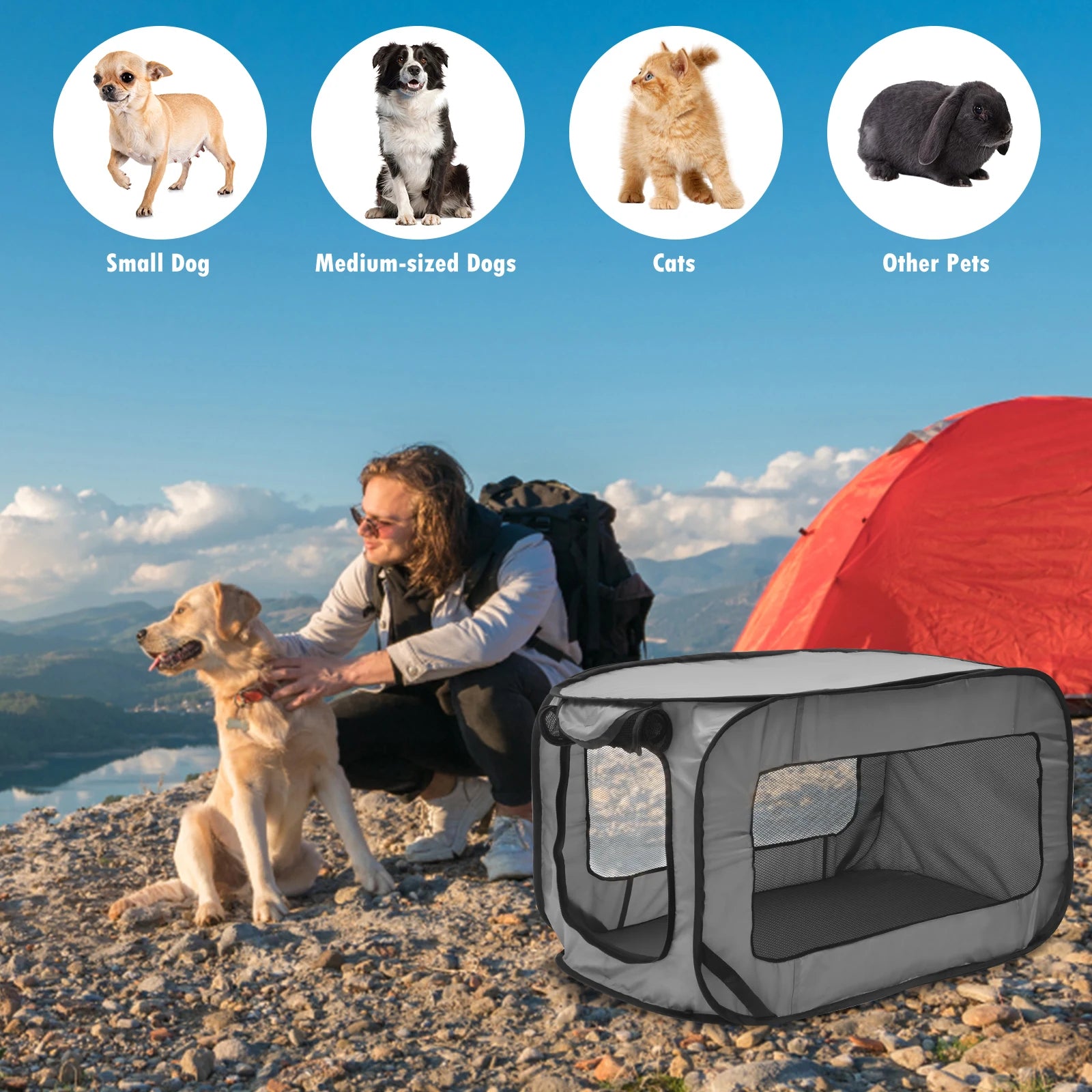 Portable Pop-Up Dog Travel Crate – Foldable Small Pet Seat Kennel for Indoor & Outdoor Use
