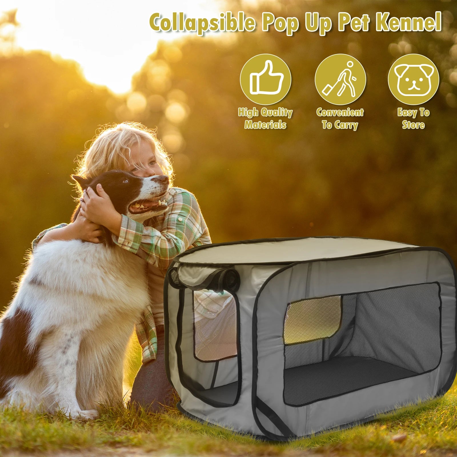 Portable Pop-Up Dog Travel Crate – Foldable Small Pet Seat Kennel for Indoor & Outdoor Use