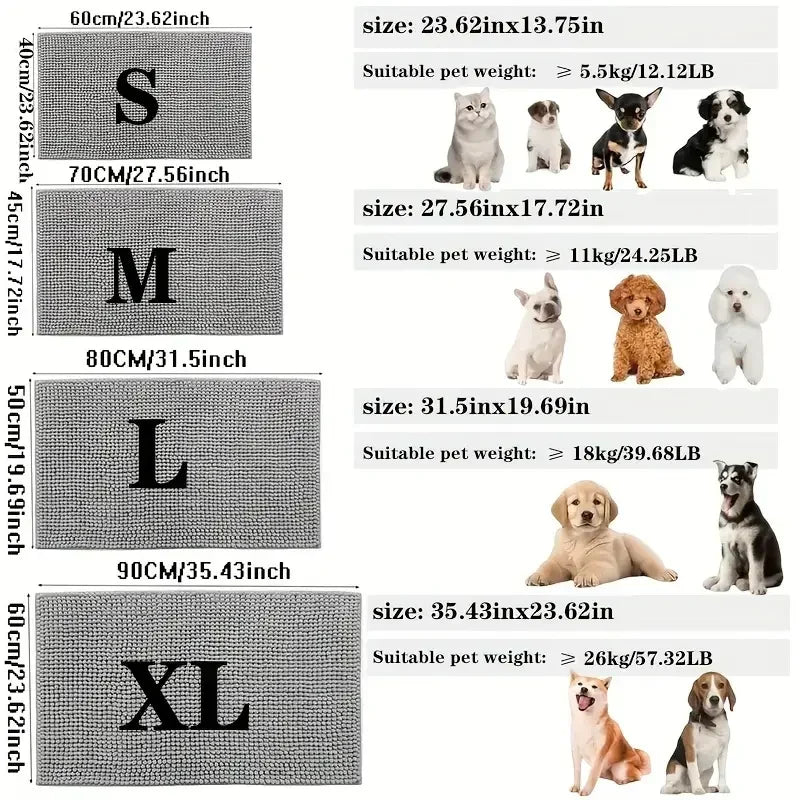 Absorbent Non-Slip Dog Doormat – Quick-Drying Microfiber Mat for Muddy Paws