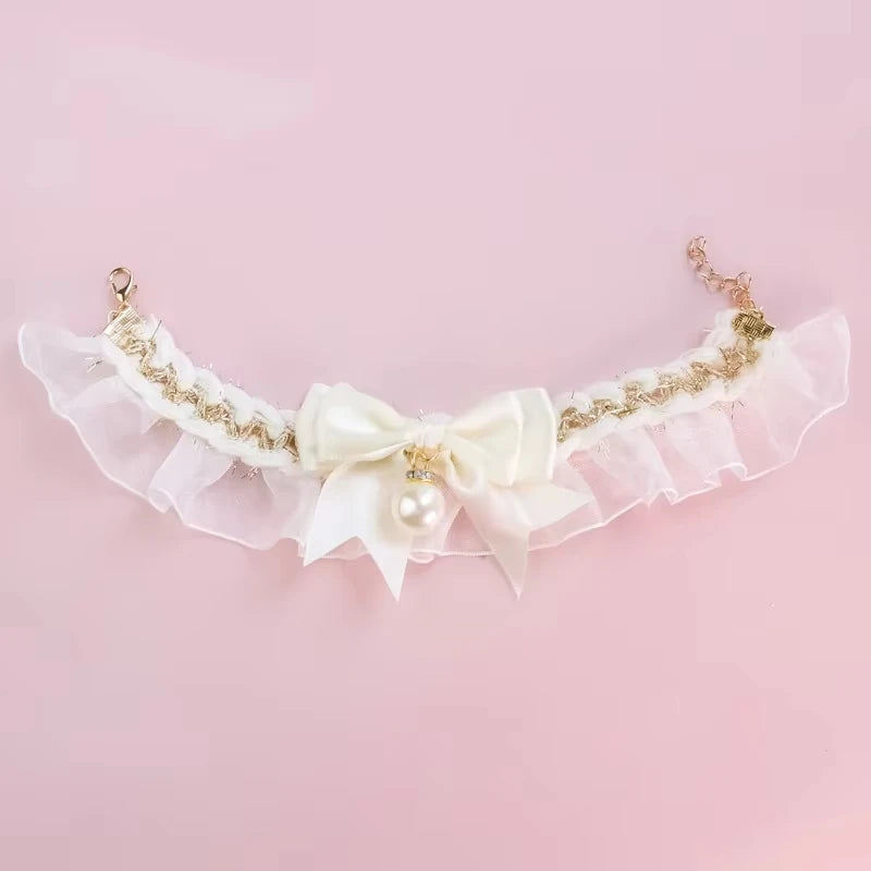 Adjustable Lace Bow Pet Collar for Dogs & Cats