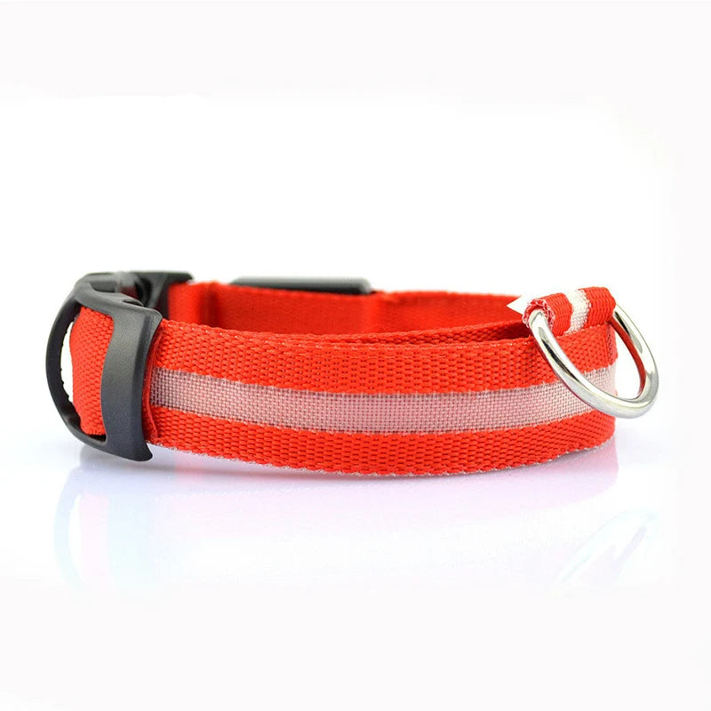 LED Light Nylon Pet Collar – Adjustable, Glowing & Anti-Lost