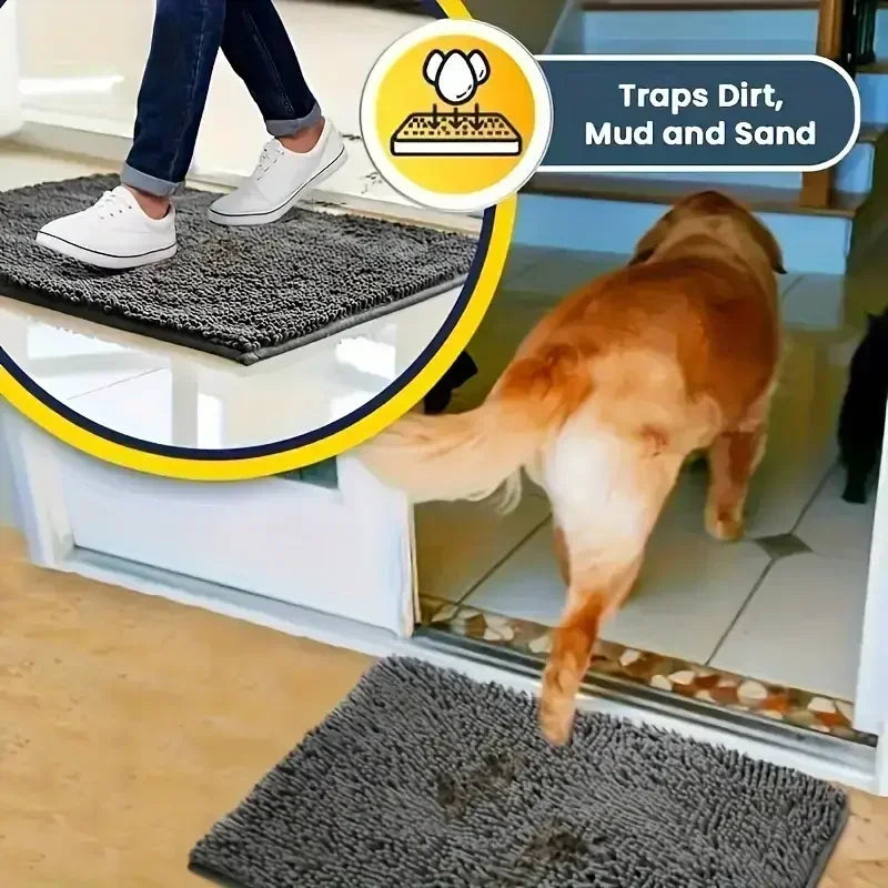 Absorbent Non-Slip Dog Doormat – Quick-Drying Microfiber Mat for Muddy Paws