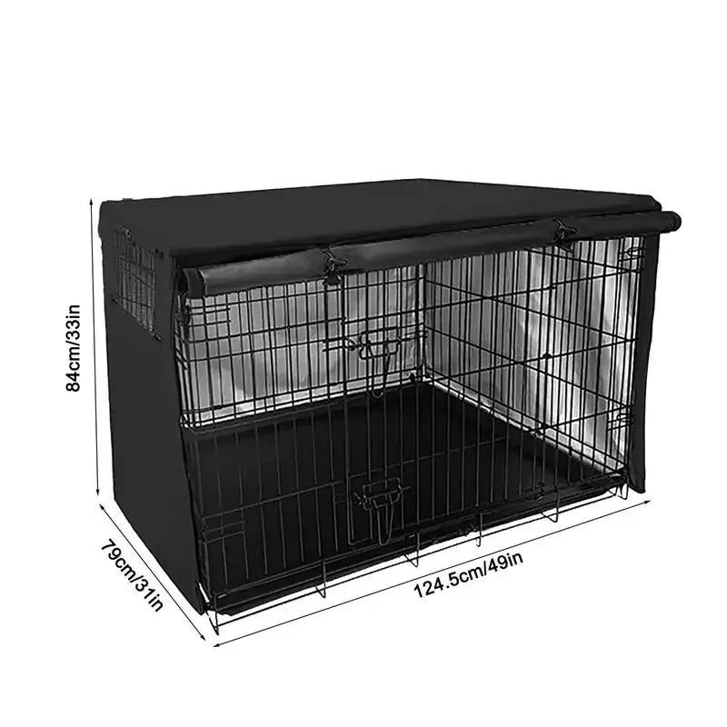 Waterproof Dog Wire Crate Cover – 210D Silver-Coated Oxford with Dual Door Access, Universal Fit