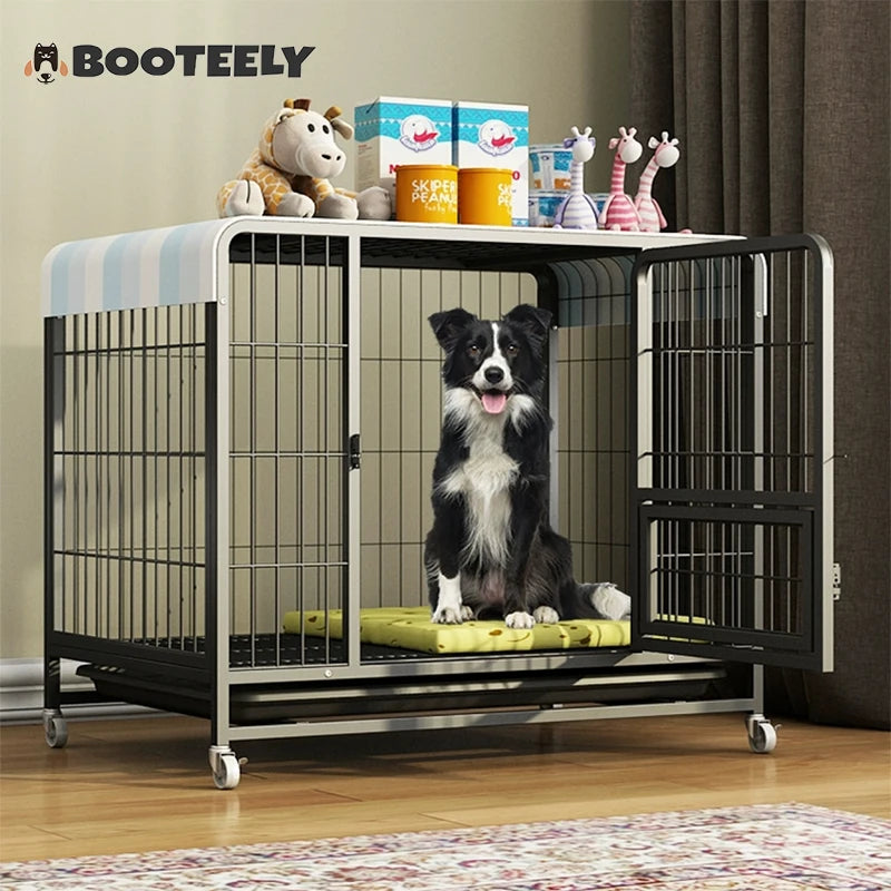BOOTEELY Heavy-Duty Metal Dog Kennel – Indestructible & Escape-Proof Crate for Large Dogs