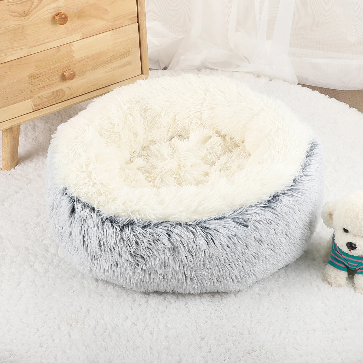 Plush Donut Dog Bed – Round, Soft & Cozy Cushion for Small to Large Dogs