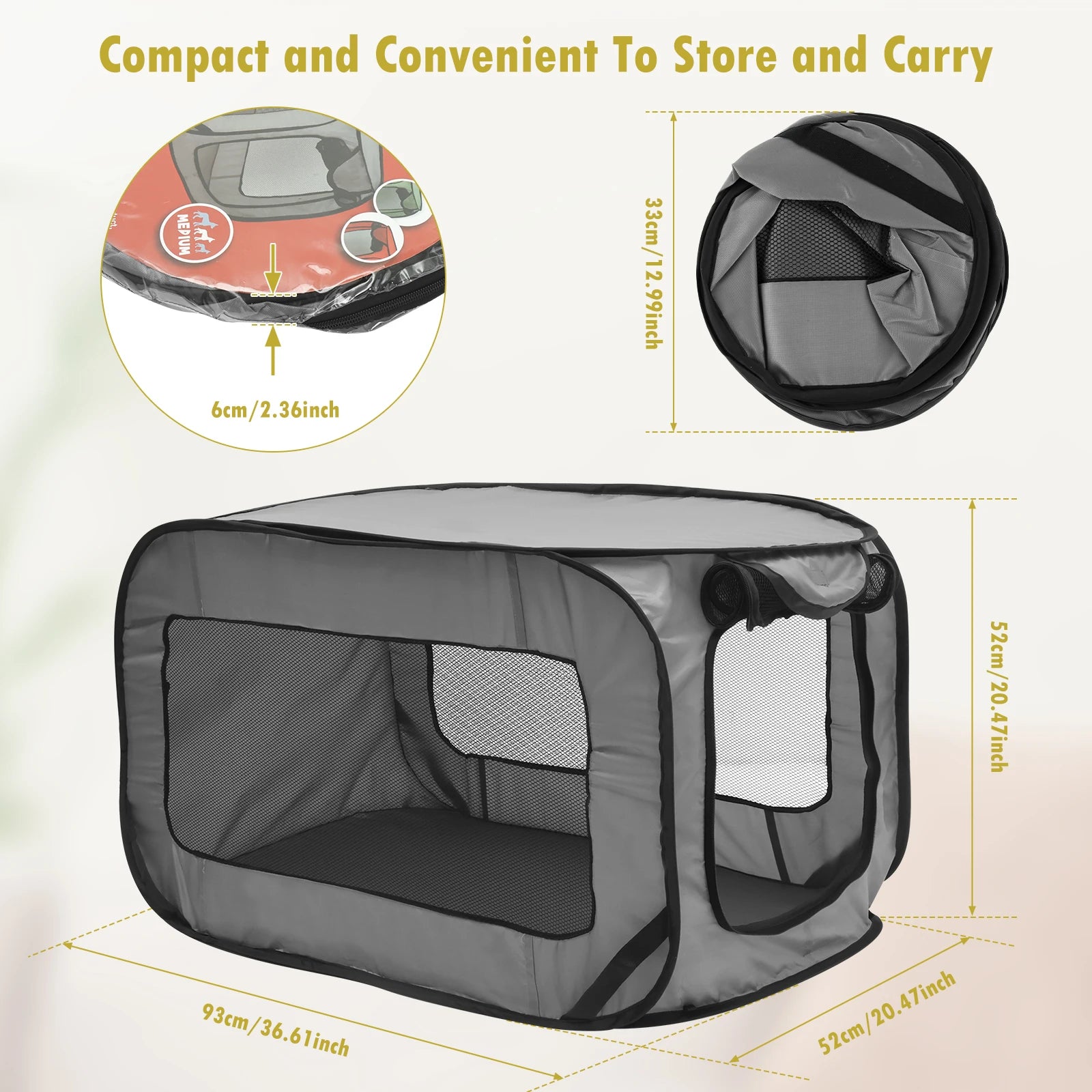Portable Pop-Up Dog Travel Crate – Foldable Small Pet Seat Kennel for Indoor & Outdoor Use