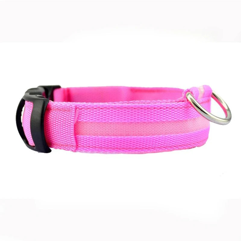 LED Light Nylon Pet Collar – Adjustable, Glowing & Anti-Lost