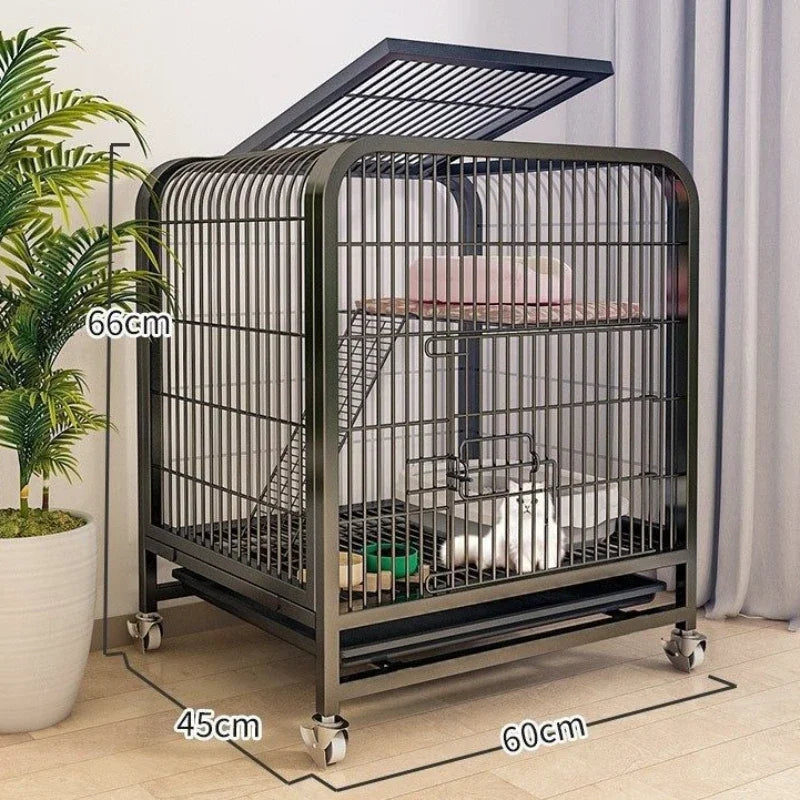 Luxury Double-Layer Metal Pet Cage – Spacious Iron Mesh Dog House & Crate with Door
