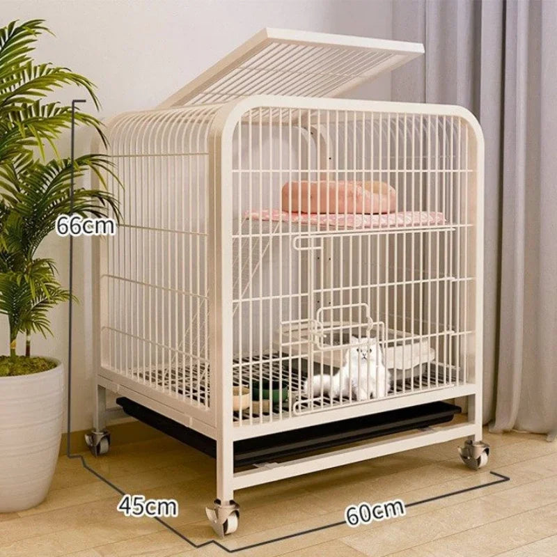 Luxury Double-Layer Metal Pet Cage – Spacious Iron Mesh Dog House & Crate with Door