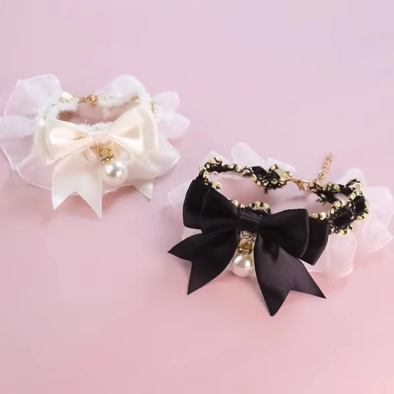 Adjustable Lace Bow Pet Collar for Dogs & Cats