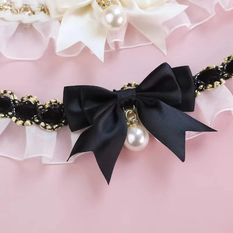 Adjustable Lace Bow Pet Collar for Dogs & Cats