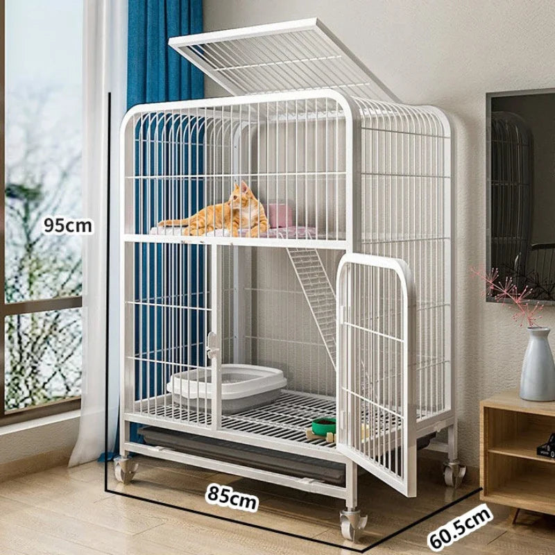 Luxury Double-Layer Metal Pet Cage – Spacious Iron Mesh Dog House & Crate with Door