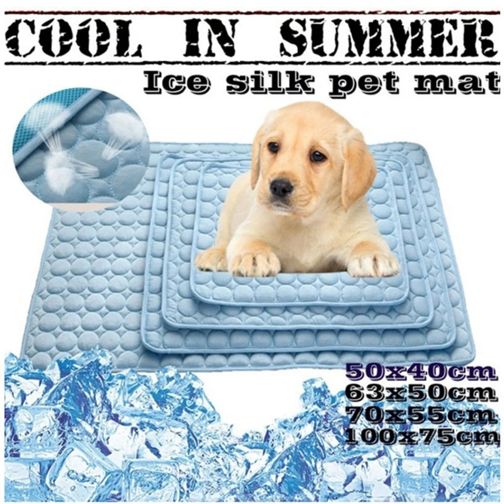 Pet Cooling Mat – Ice Silk Summer Sleeping Pad for Dogs, Moisture-Proof & Breathable (5 Sizes)