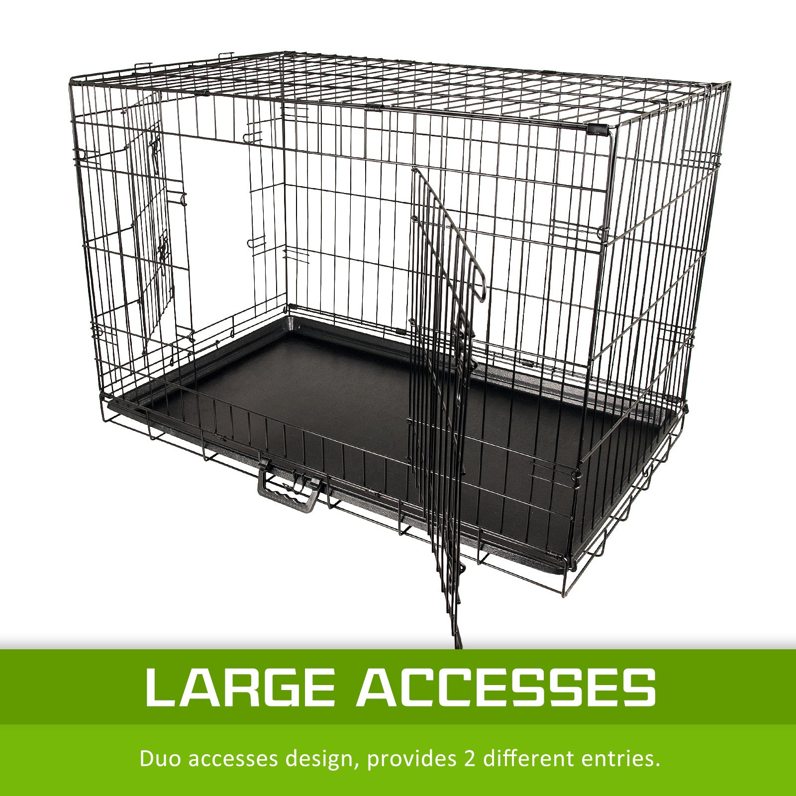Wire Dog Cage Foldable Crate Kennel with Tray