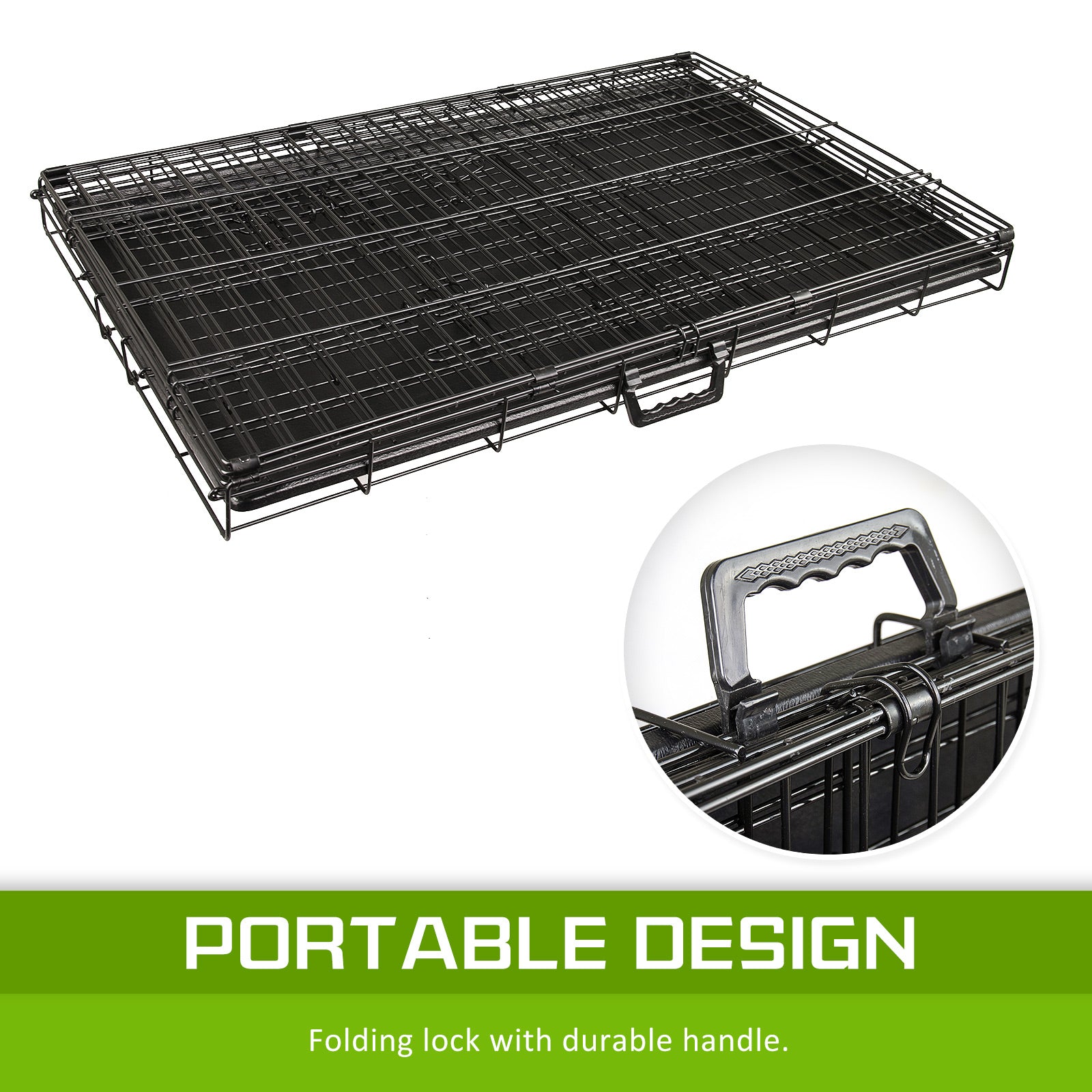Wire Dog Cage Foldable Crate Kennel with Tray