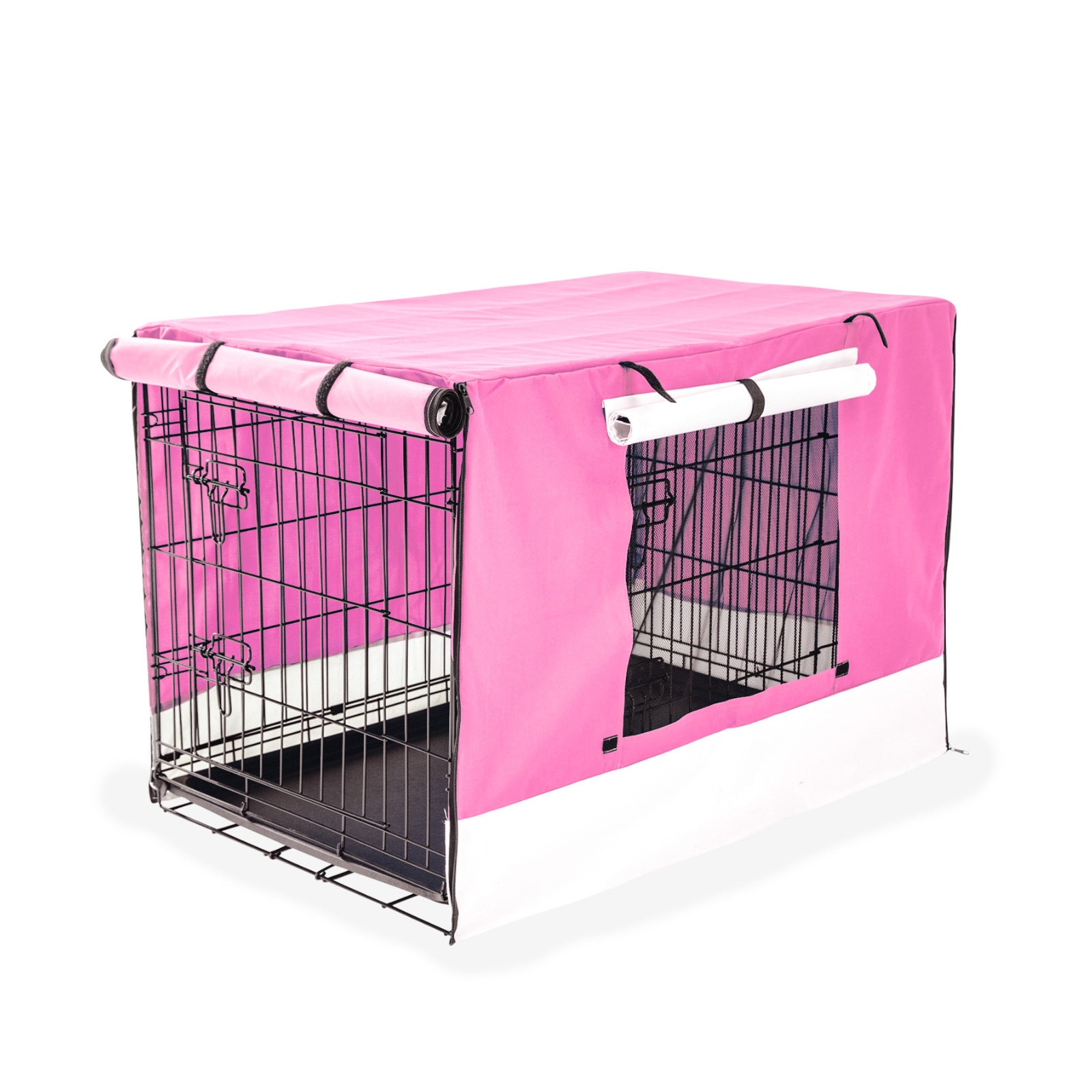 Wire Dog Cage Foldable Crate Kennel with Tray