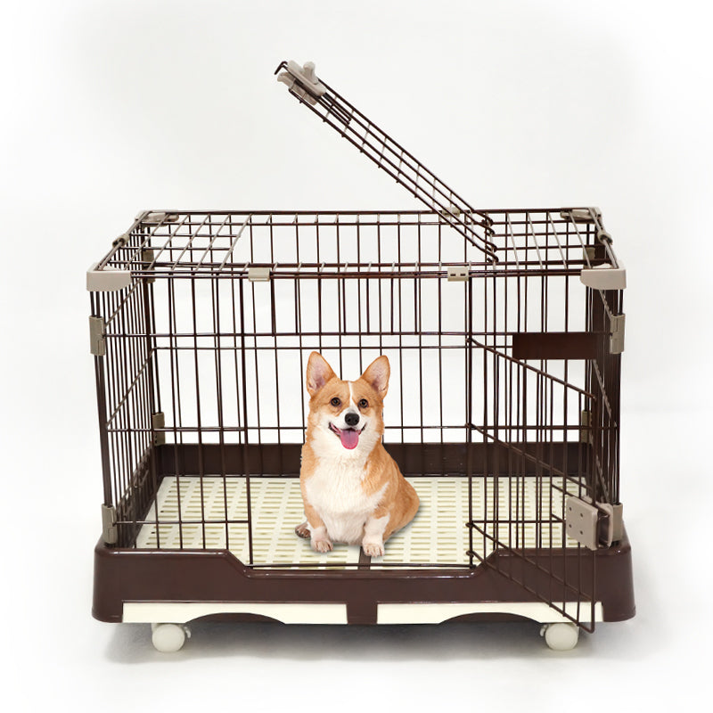 YES4PETS Large Pet Dog Cage Cat Rabbit Crate Kennel With Potty Pad And Wheel
