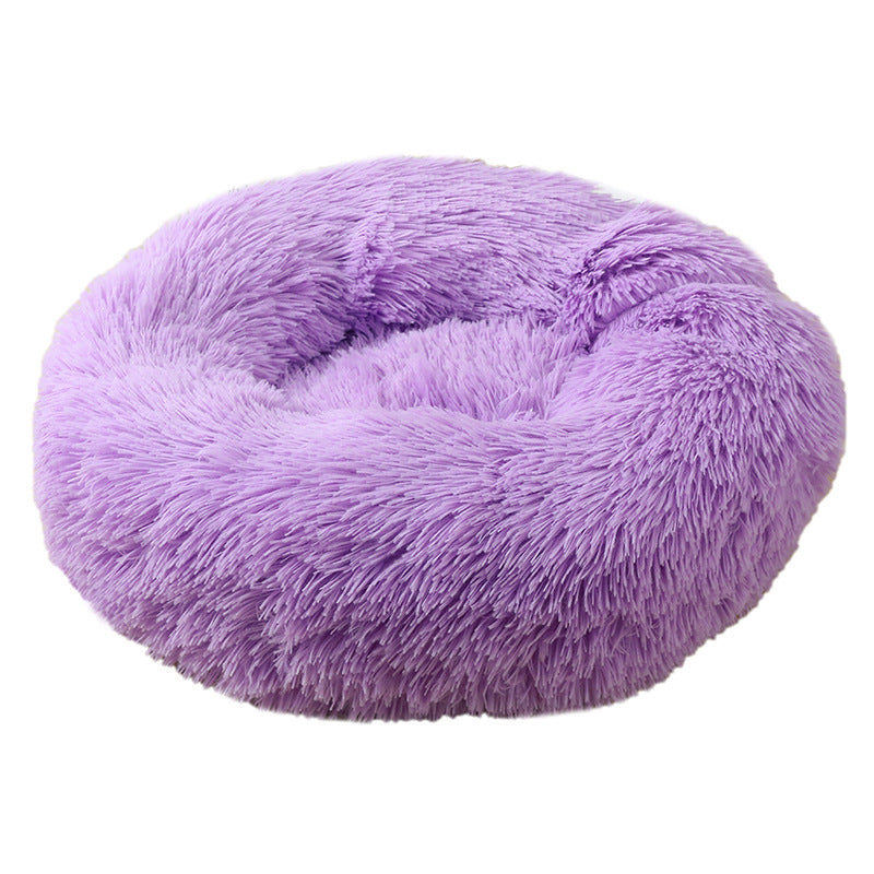 Black 20in Cozy Round Pet Bed - Plush Cat & Dog Bed with Non-Slip Base, Machine Washable