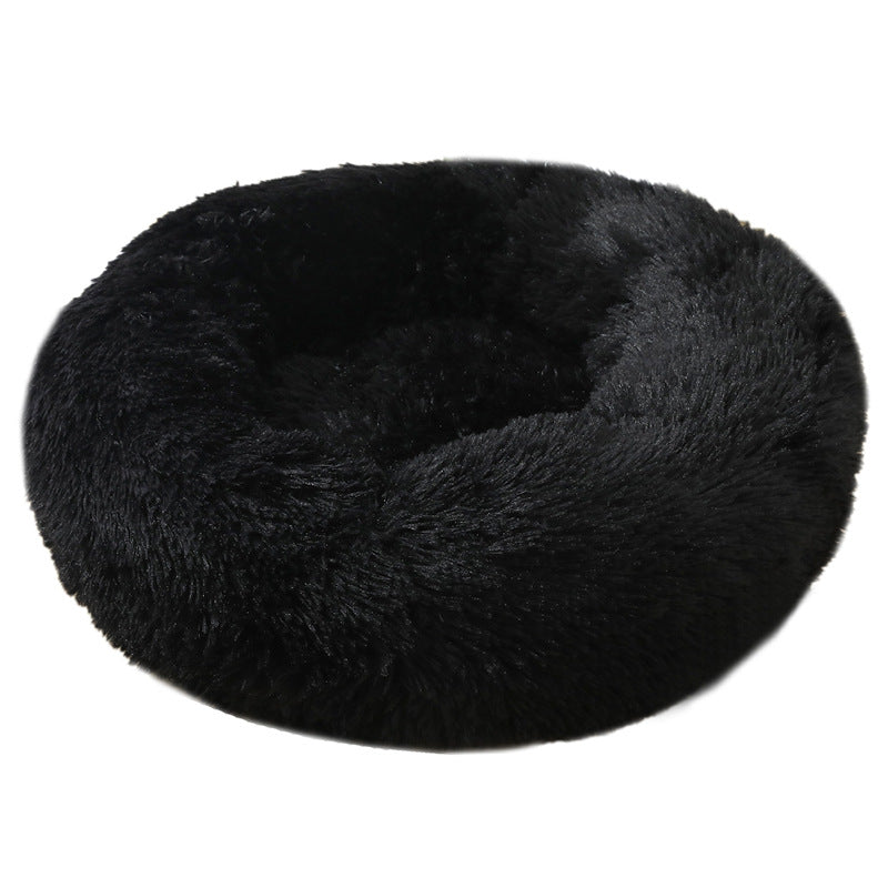 Black 20in Cozy Round Pet Bed - Plush Cat & Dog Bed with Non-Slip Base, Machine Washable