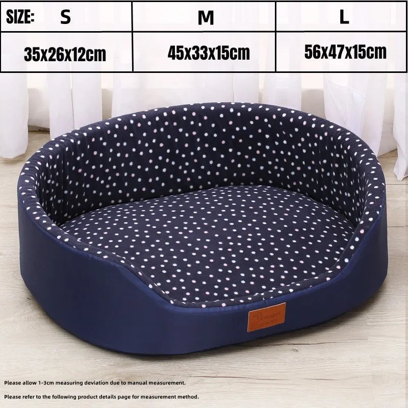 Polka Dot Dog Bed – Two-Sided Cozy 3D Kennel Sofa for Small & Medium Dogs