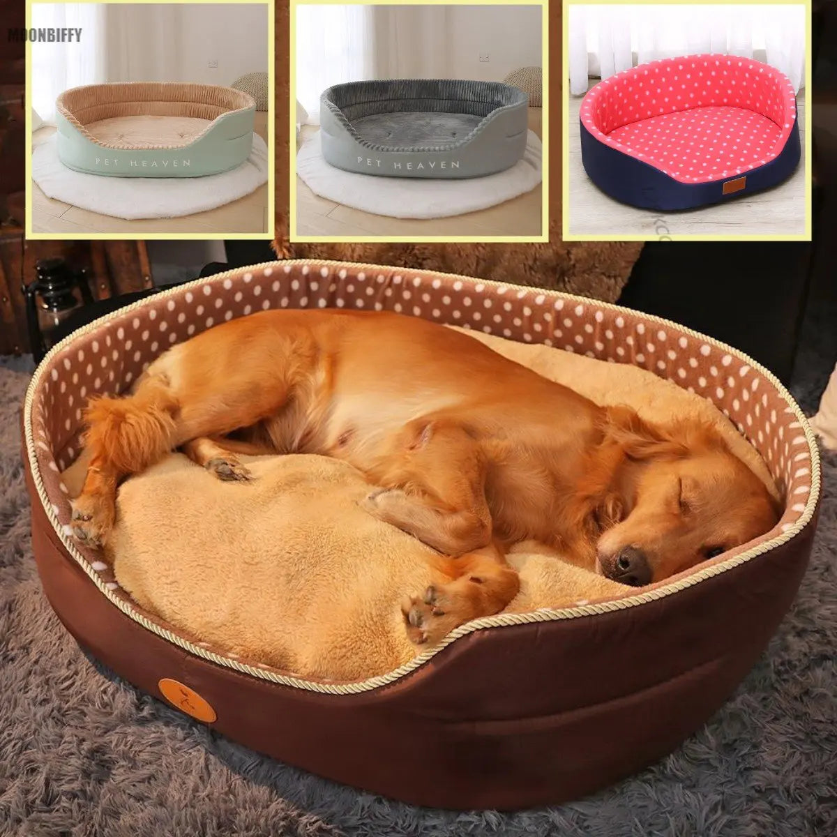 Polka Dot Dog Bed – Two-Sided Cozy 3D Kennel Sofa for Small & Medium Dogs