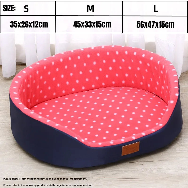 Polka Dot Dog Bed – Two-Sided Cozy 3D Kennel Sofa for Small & Medium Dogs