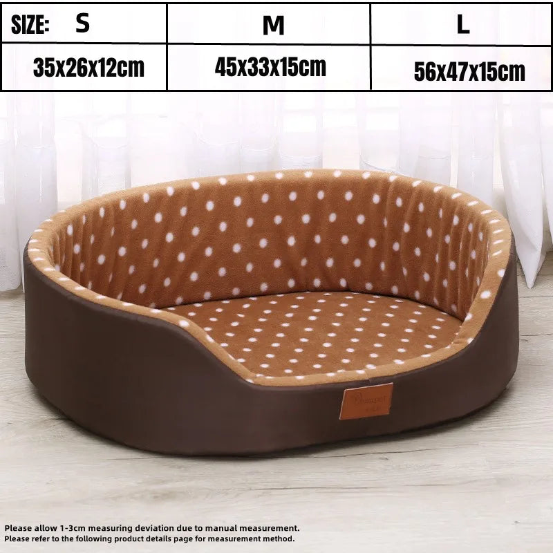 Polka Dot Dog Bed – Two-Sided Cozy 3D Kennel Sofa for Small & Medium Dogs