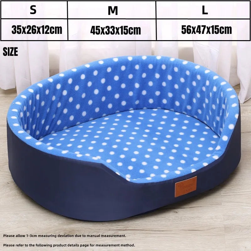 Polka Dot Dog Bed – Two-Sided Cozy 3D Kennel Sofa for Small & Medium Dogs