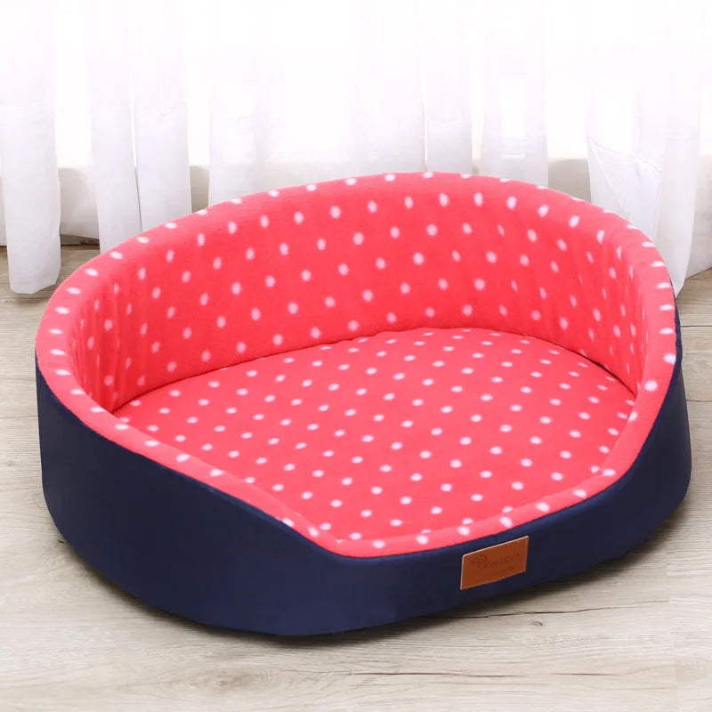 Polka Dot Dog Bed – Two-Sided Cozy 3D Kennel Sofa for Small & Medium Dogs