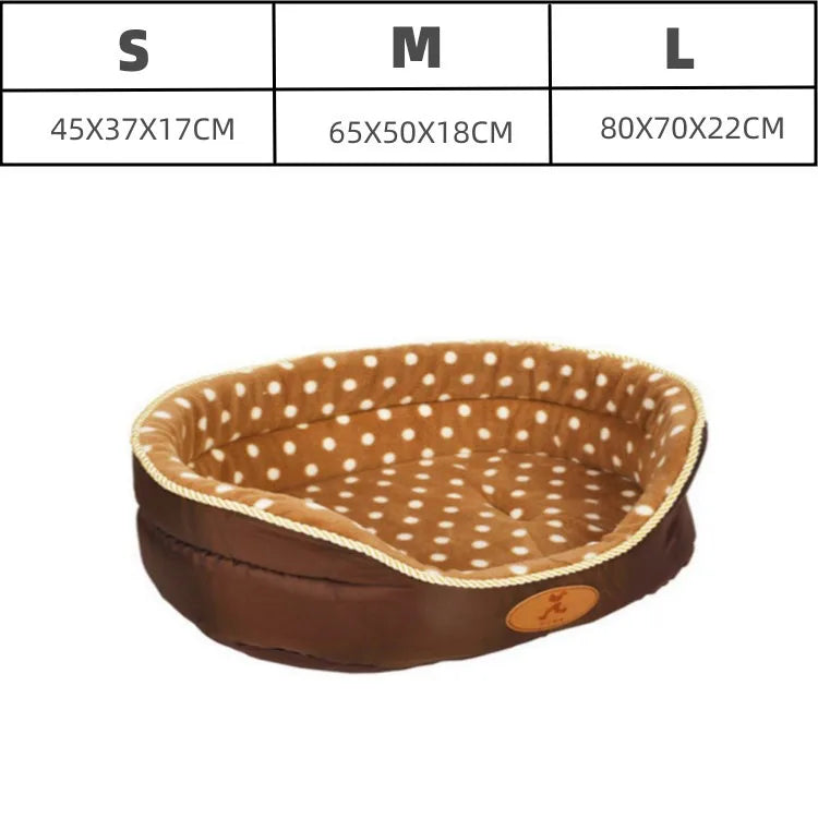 Polka Dot Dog Bed – Two-Sided Cozy 3D Kennel Sofa for Small & Medium Dogs